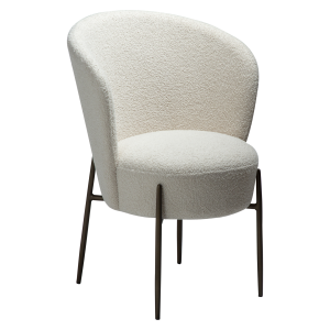 DAN-FORM ORBIT spisebordsstol - Due RPES boucl stof og antik messing metal