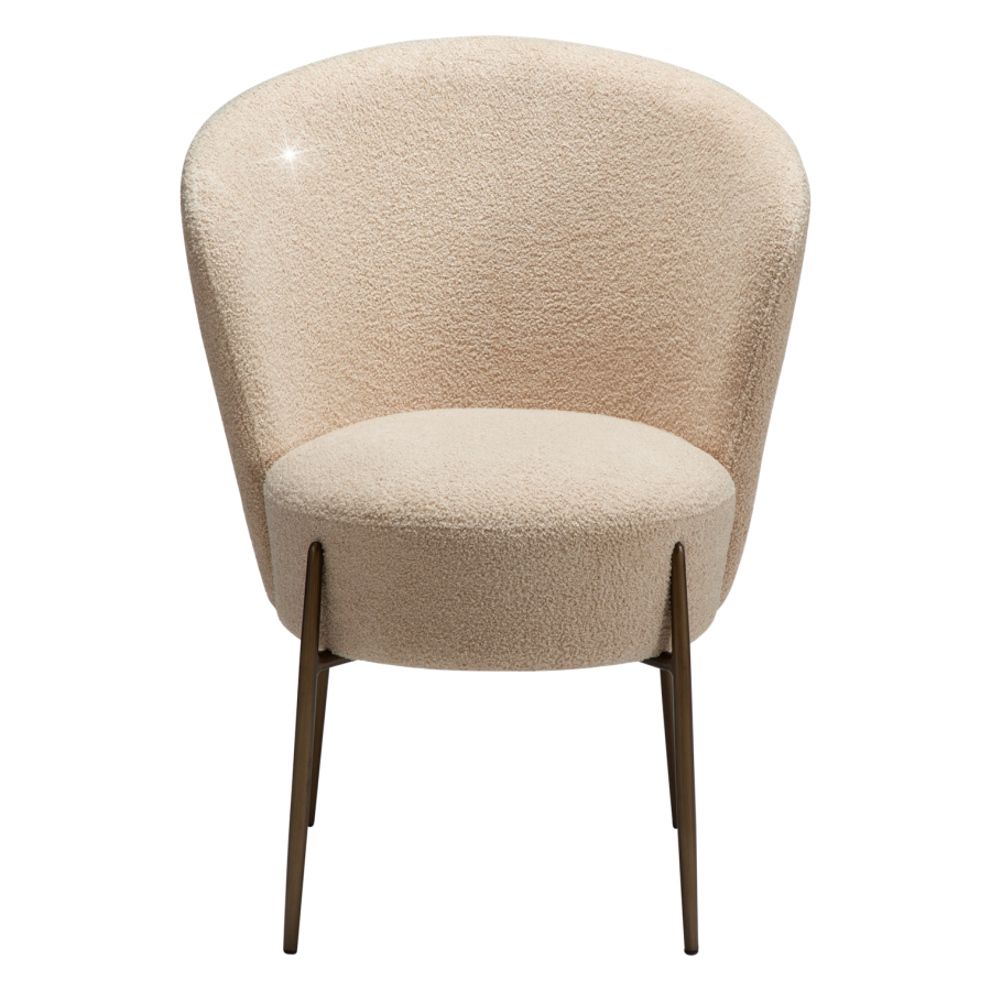 DANFORM Orbit Esszimmerstuhl - matt mandelfarbener RPES Bouclé-Stoff mit Glitzer und antikem Messingstahl
