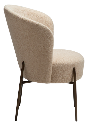 DANFORM Orbit Esszimmerstuhl - matt mandelfarbener RPES Bouclé-Stoff mit Glitzer und antikem Messingstahl