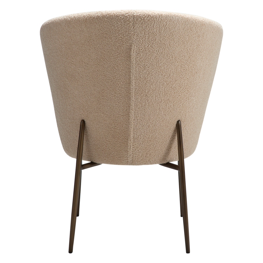 DANFORM Orbit Esszimmerstuhl - matt mandelfarbener RPES Bouclé-Stoff mit Glitzer und antikem Messingstahl