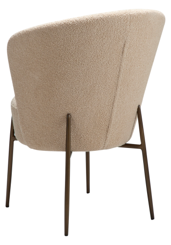 DANFORM Orbit Esszimmerstuhl - matt mandelfarbener RPES Bouclé-Stoff mit Glitzer und antikem Messingstahl