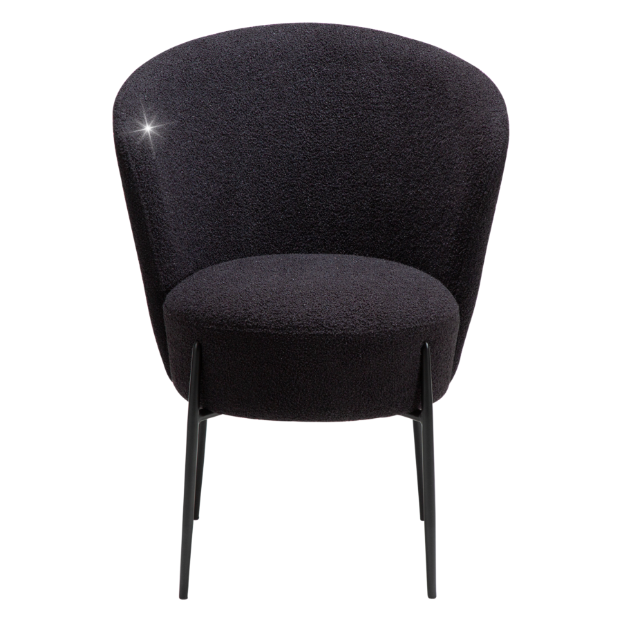 DANFORM Orbit Esszimmerstuhl - Obsidianschwarzer RPES-Bouclé-Stoff mit Glitzer und schwarzem Stahl