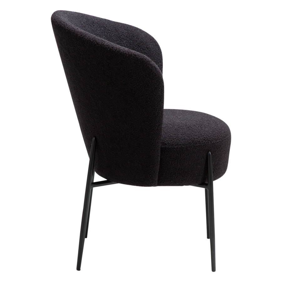 DANFORM Orbit Esszimmerstuhl - Obsidianschwarzer RPES-Bouclé-Stoff mit Glitzer und schwarzem Stahl