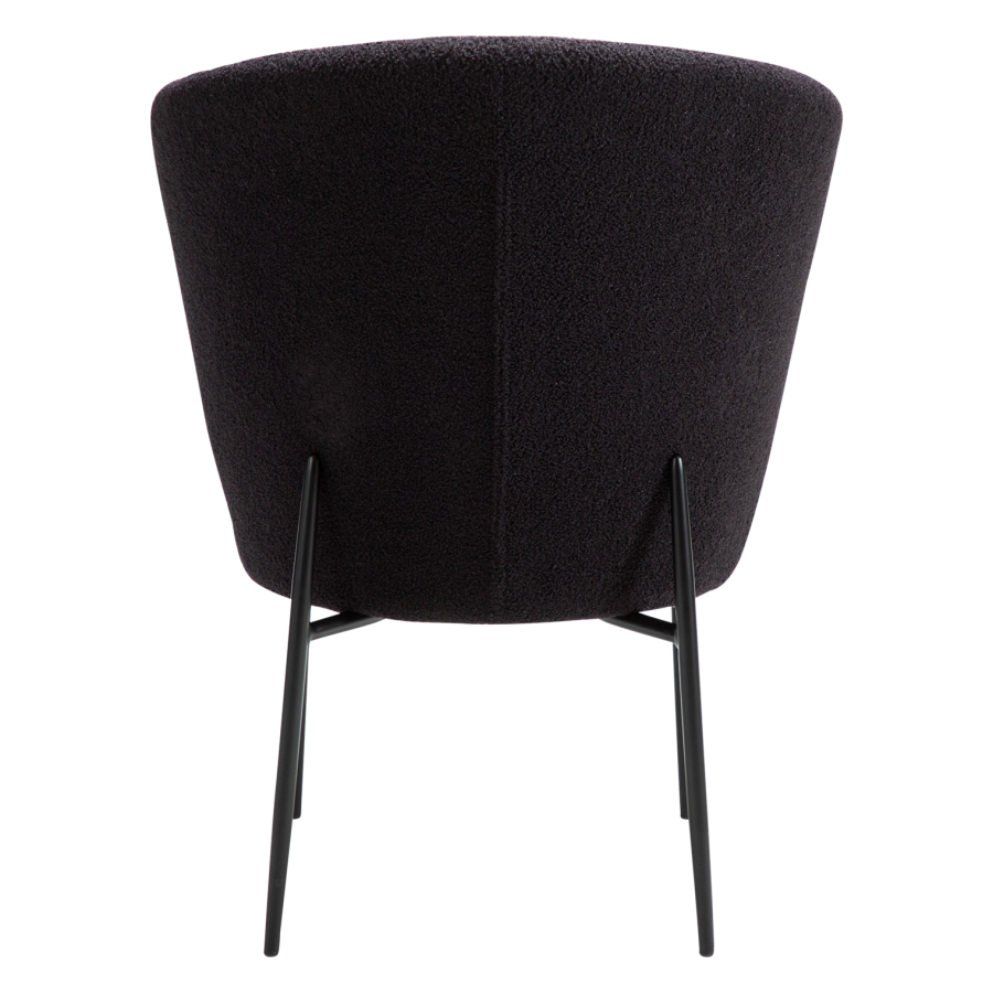 DANFORM Orbit Esszimmerstuhl - Obsidianschwarzer RPES-Bouclé-Stoff mit Glitzer und schwarzem Stahl