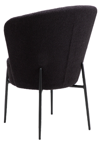 DANFORM Orbit Esszimmerstuhl - Obsidianschwarzer RPES-Bouclé-Stoff mit Glitzer und schwarzem Stahl