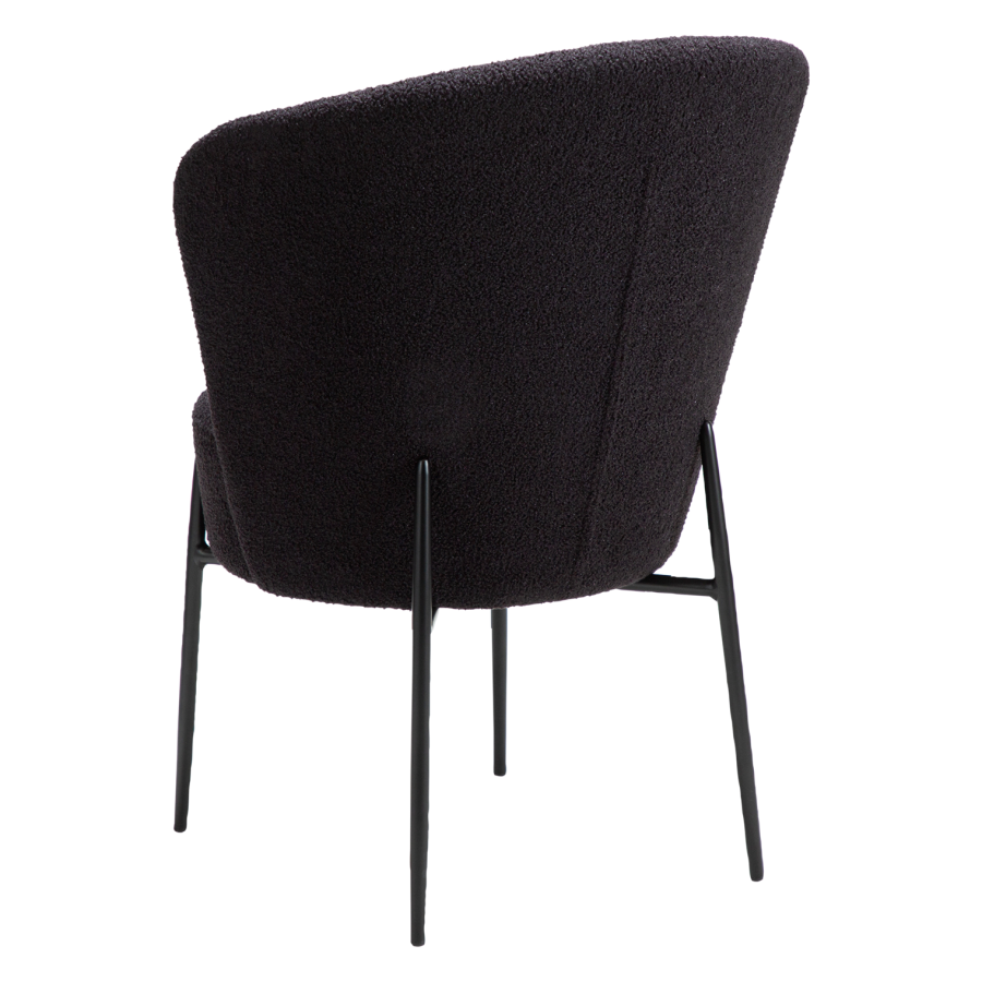 DANFORM Orbit Esszimmerstuhl - Obsidianschwarzer RPES-Bouclé-Stoff mit Glitzer und schwarzem Stahl