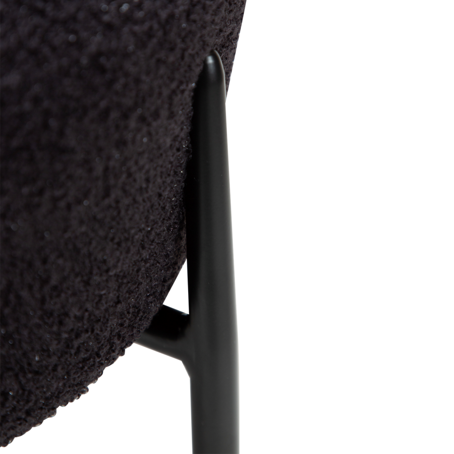 DANFORM Orbit Esszimmerstuhl - Obsidianschwarzer RPES-Bouclé-Stoff mit Glitzer und schwarzem Stahl
