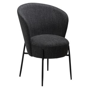 DAN-FORM ORBIT spisebordsstol - Ravn sort boucl stof og sort metal