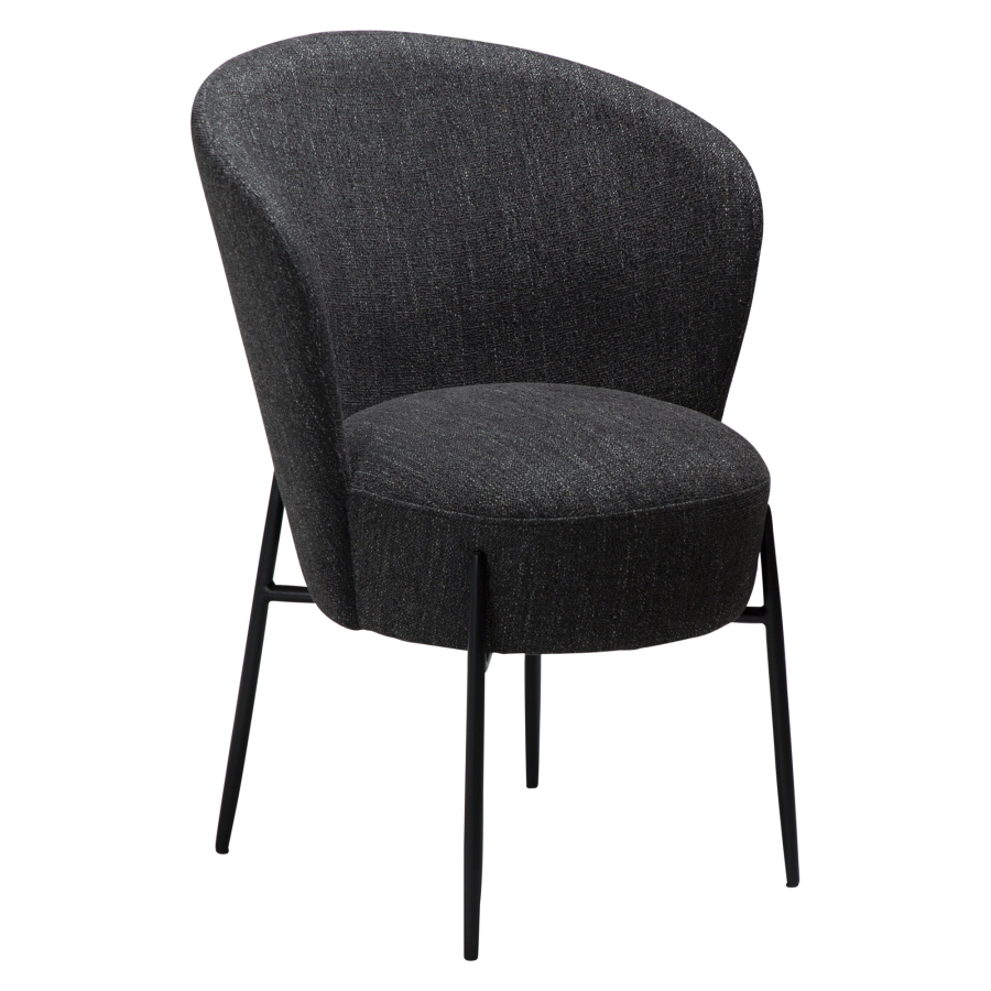 DAN-FORM ORBIT Stol Raven svart bouclstoff med svarte metallben