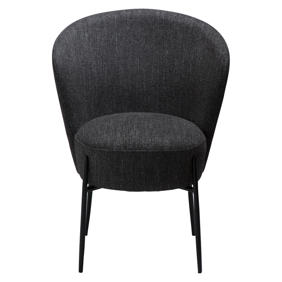 DAN-FORM ORBIT Stol Raven svart bouclstoff med svarte metallben