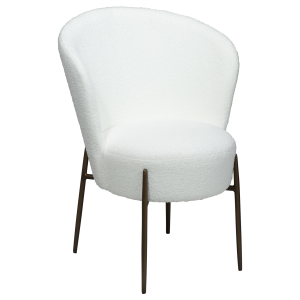 DAN-FORM ORBIT spisebordsstol - Snow RPES boucl stof og antik messing metal