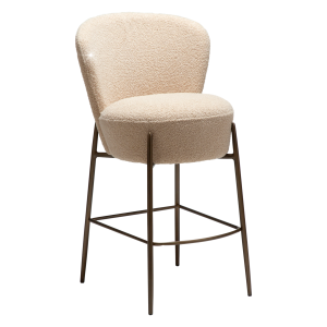 DANFORM Orbit counterstol, m. rygln - matteret mandel RPES bouclstof glimmer og antik messing stl