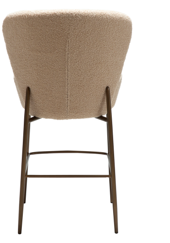 DANFORM Orbit Thekenstuhl, mit Rückenlehne - RPES Bouclé-Stoff, matt, Mandel, Glimmer und Stahl, Messing antik