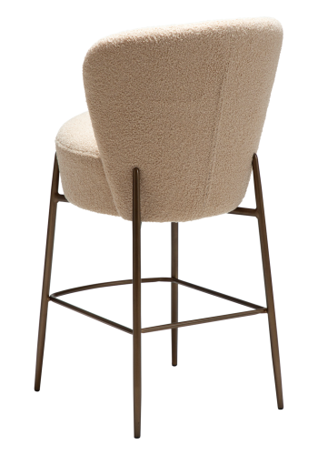 DANFORM Orbit Thekenstuhl, mit Rückenlehne - RPES Bouclé-Stoff, matt, Mandel, Glimmer und Stahl, Messing antik