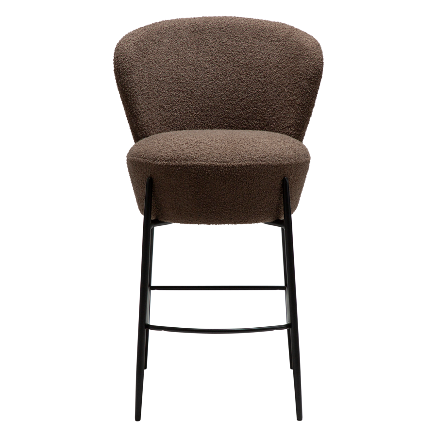 DANFORM Orbit Thekenstuhl, mit Rückenlehne und Fußstütze - Major brauner RPES Bouclé-Stoff und schwarzer Stahl