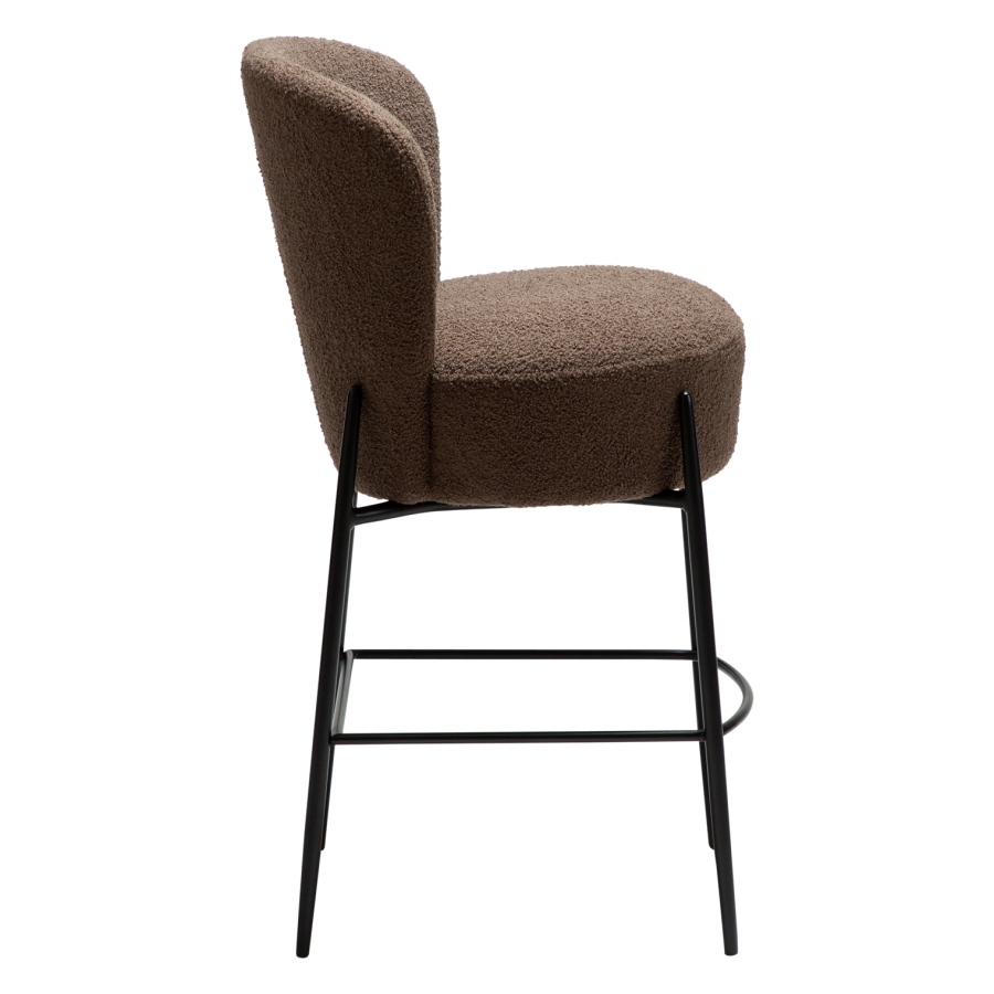 DANFORM Orbit Thekenstuhl, mit Rückenlehne und Fußstütze - Major brauner RPES Bouclé-Stoff und schwarzer Stahl