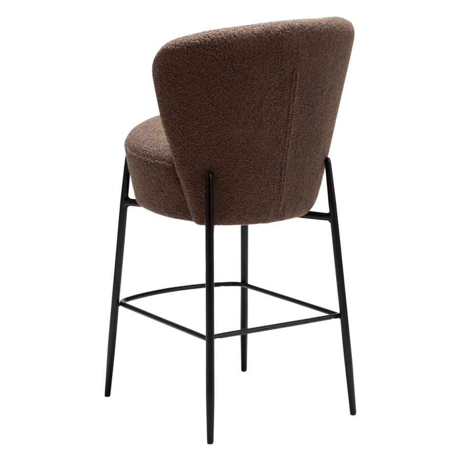 DANFORM Orbit Thekenstuhl, mit Rückenlehne und Fußstütze - Major brauner RPES Bouclé-Stoff und schwarzer Stahl