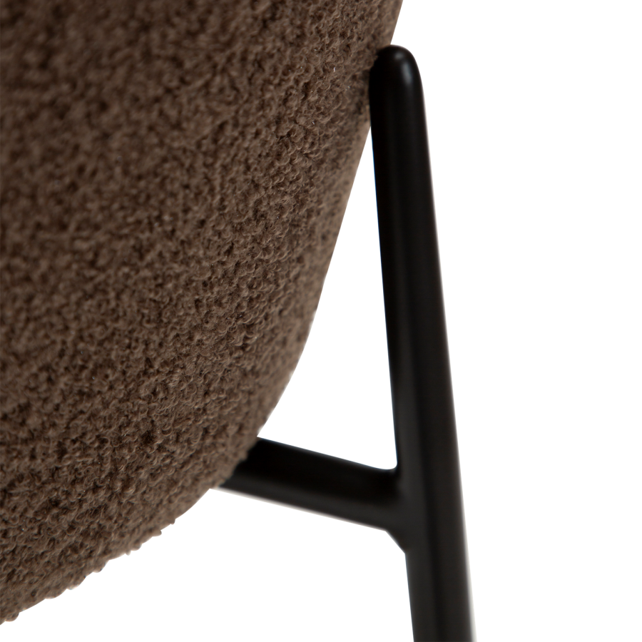 DANFORM Orbit Thekenstuhl, mit Rückenlehne und Fußstütze - Major brauner RPES Bouclé-Stoff und schwarzer Stahl