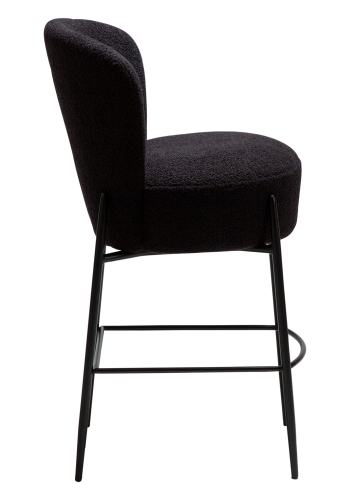 DANFORM Orbit Thekenstuhl, mit Rückenlehne und Fußstütze - Obsidianschwarz RPES Bouclé-Stoff Glimmer/schwarzer Stahl