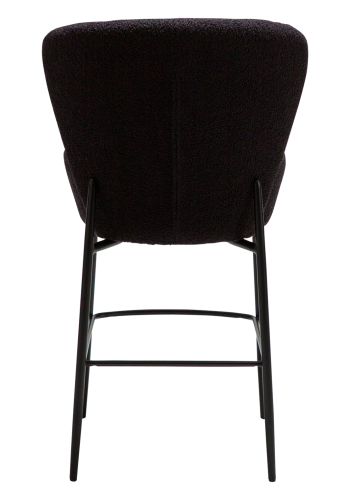 DANFORM Orbit Thekenstuhl, mit Rückenlehne und Fußstütze - Obsidianschwarz RPES Bouclé-Stoff Glimmer/schwarzer Stahl