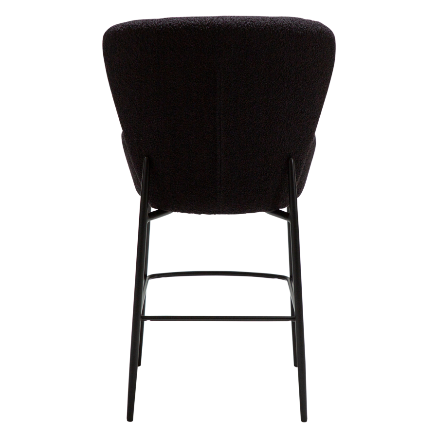 DANFORM Orbit Thekenstuhl, mit Rückenlehne und Fußstütze - Obsidianschwarz RPES Bouclé-Stoff Glimmer/schwarzer Stahl