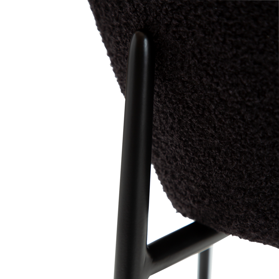 DANFORM Orbit Thekenstuhl, mit Rückenlehne und Fußstütze - Obsidianschwarz RPES Bouclé-Stoff Glimmer/schwarzer Stahl