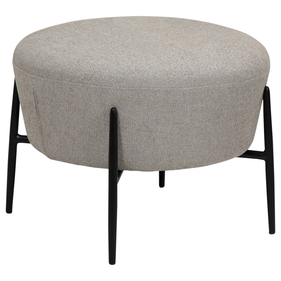 DAN-FORM ORBIT fotskammel i kasjmir, bouclstoff med svarte metallben