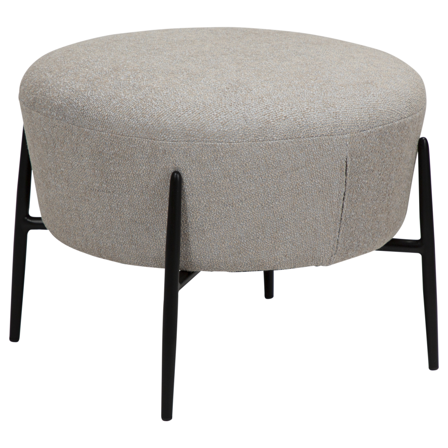 DAN-FORM ORBIT fotskammel i kasjmir, bouclstoff med svarte metallben