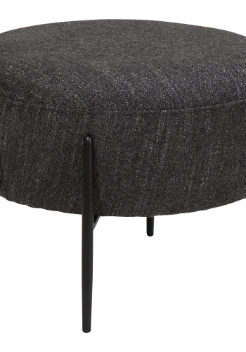 DAN-FORM ORBIT fotskammel Raven svart bouclstoff med svarte metallben