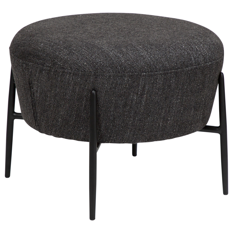 DAN-FORM ORBIT fotskammel Raven svart bouclstoff med svarte metallben