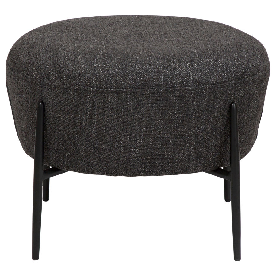 DAN-FORM ORBIT fotskammel Raven svart bouclstoff med svarte metallben