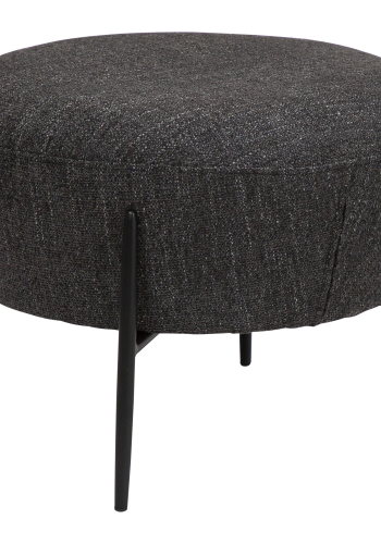 DAN-FORM ORBIT fotskammel Raven svart bouclstoff med svarte metallben