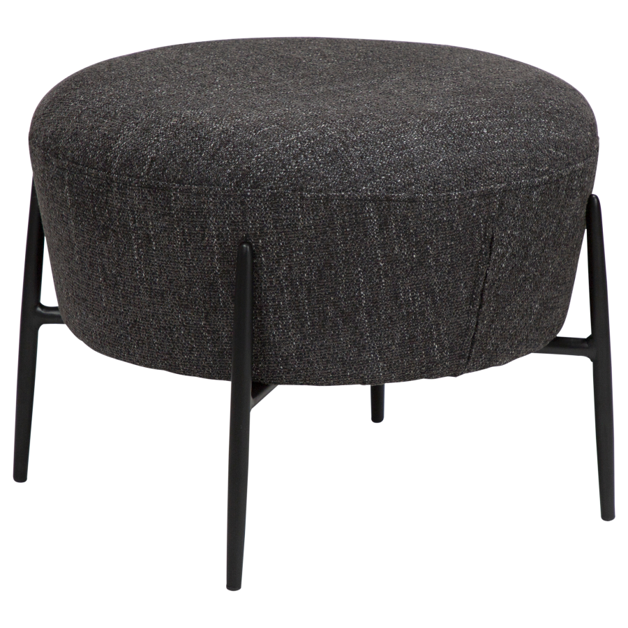 DAN-FORM ORBIT fotskammel Raven svart bouclstoff med svarte metallben