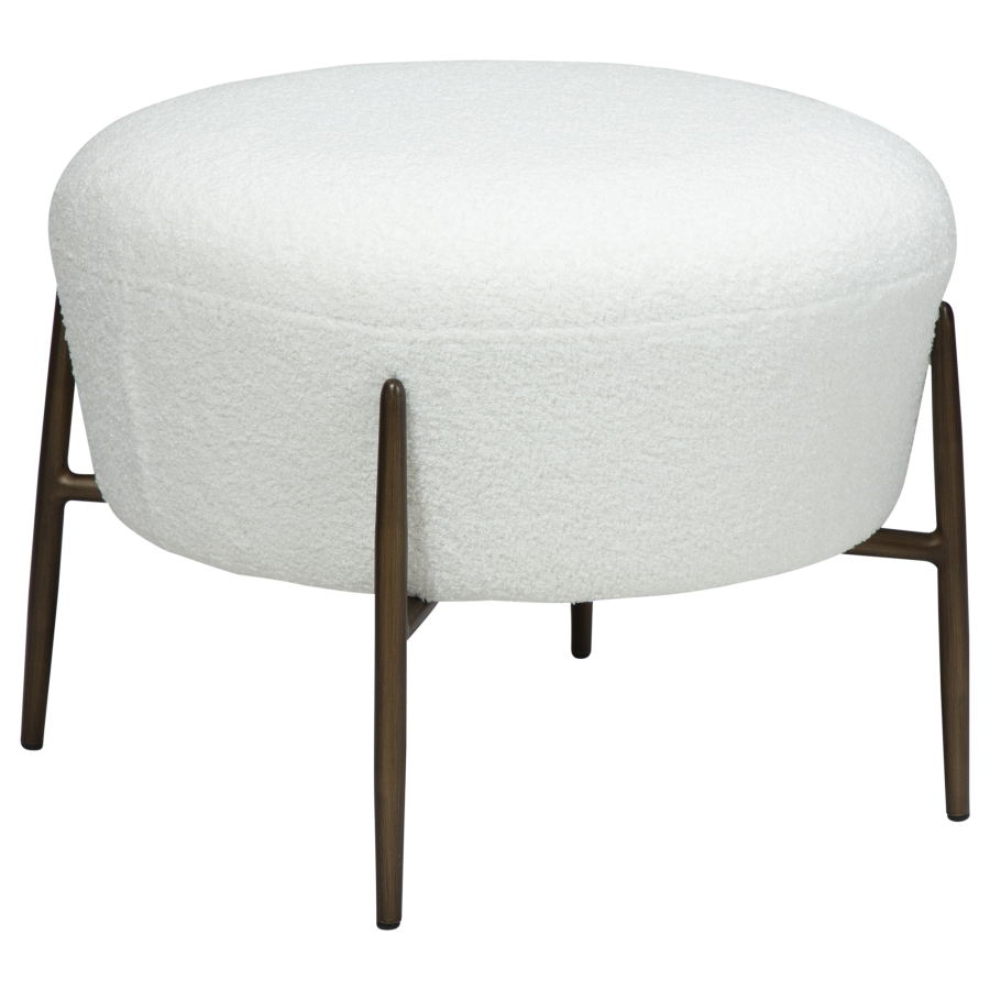 DAN-FORM ORBIT fotskammel Snow RPES boucl med ben i antikk messing