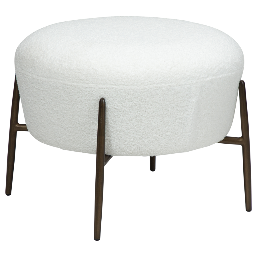 DAN-FORM ORBIT fotskammel Snow RPES boucl med ben i antikk messing