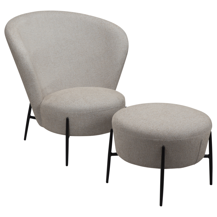 DAN-FORM ORBIT lenestol i kasjmir, bouclstoff med svarte metallben