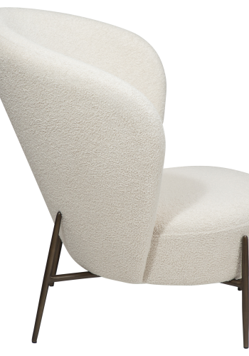 DAN-FORM ORBIT Lounge Chair Dove RPES bouclstoff m. antikke messingben