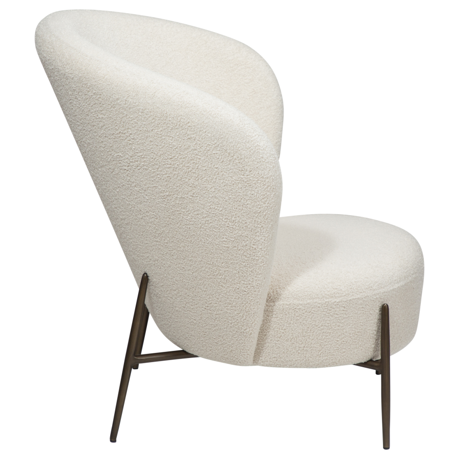 DAN-FORM ORBIT Lounge Chair Dove RPES bouclstoff m. antikke messingben