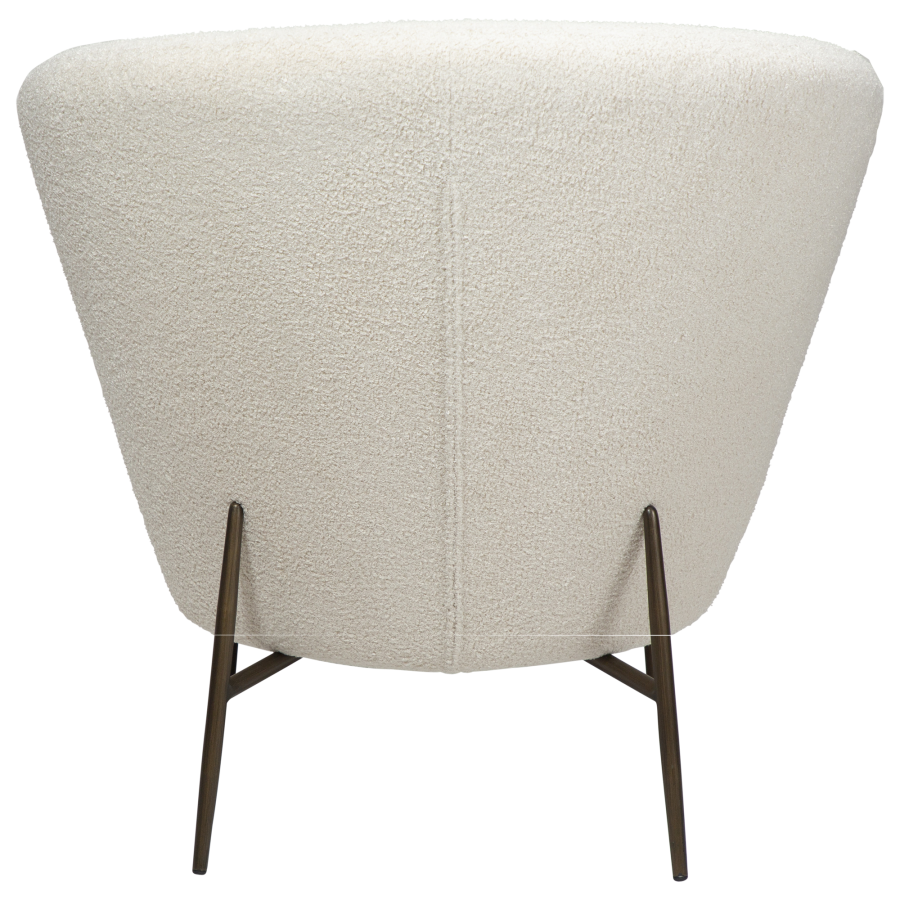 DAN-FORM ORBIT Lounge Chair Dove RPES bouclstoff m. antikke messingben