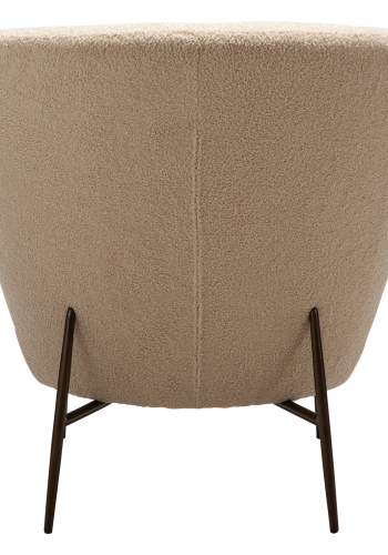 DANFORM Orbit Loungesessel - matt mandelfarbener RPES-Bouclé-Stoff mit Glimmer und antikem Messingstahl