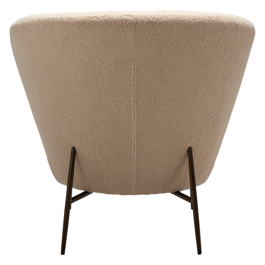 DANFORM Orbit Loungesessel - matt mandelfarbener RPES-Bouclé-Stoff mit Glimmer und antikem Messingstahl