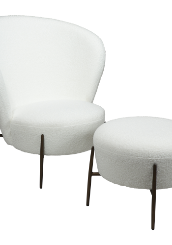 DAN-FORM ORBIT lenestol Snow RPES boucl med ben i antikk messing