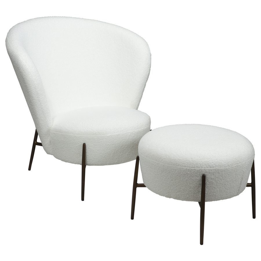 DAN-FORM ORBIT lenestol Snow RPES boucl med ben i antikk messing