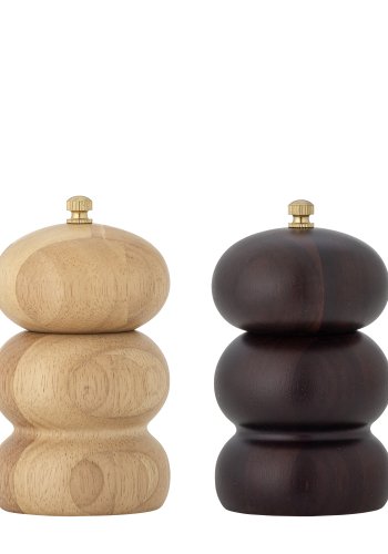 BLOOMINGVILLE Marge salt- och pepparkvarn, naturlig, gummitr (D7,5xH13 cm, set om 2)