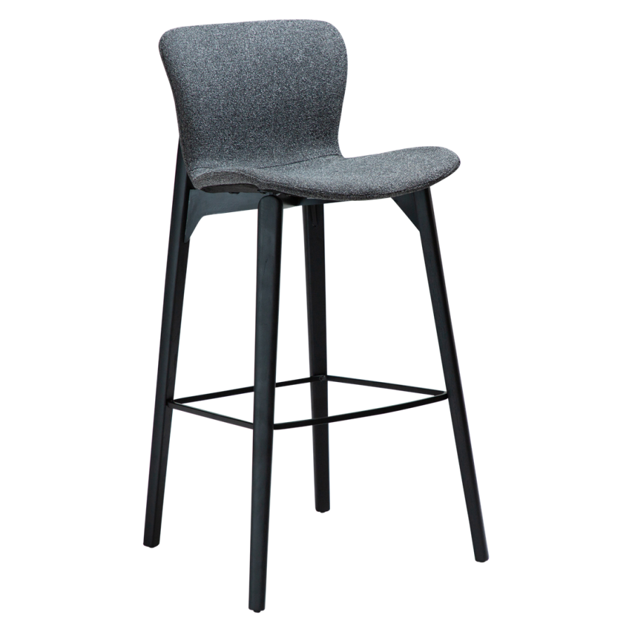 DAN-FORM Paragon barkrakk, med ryggsttte og fotsttte - grtt boucléstoff og svart asketre