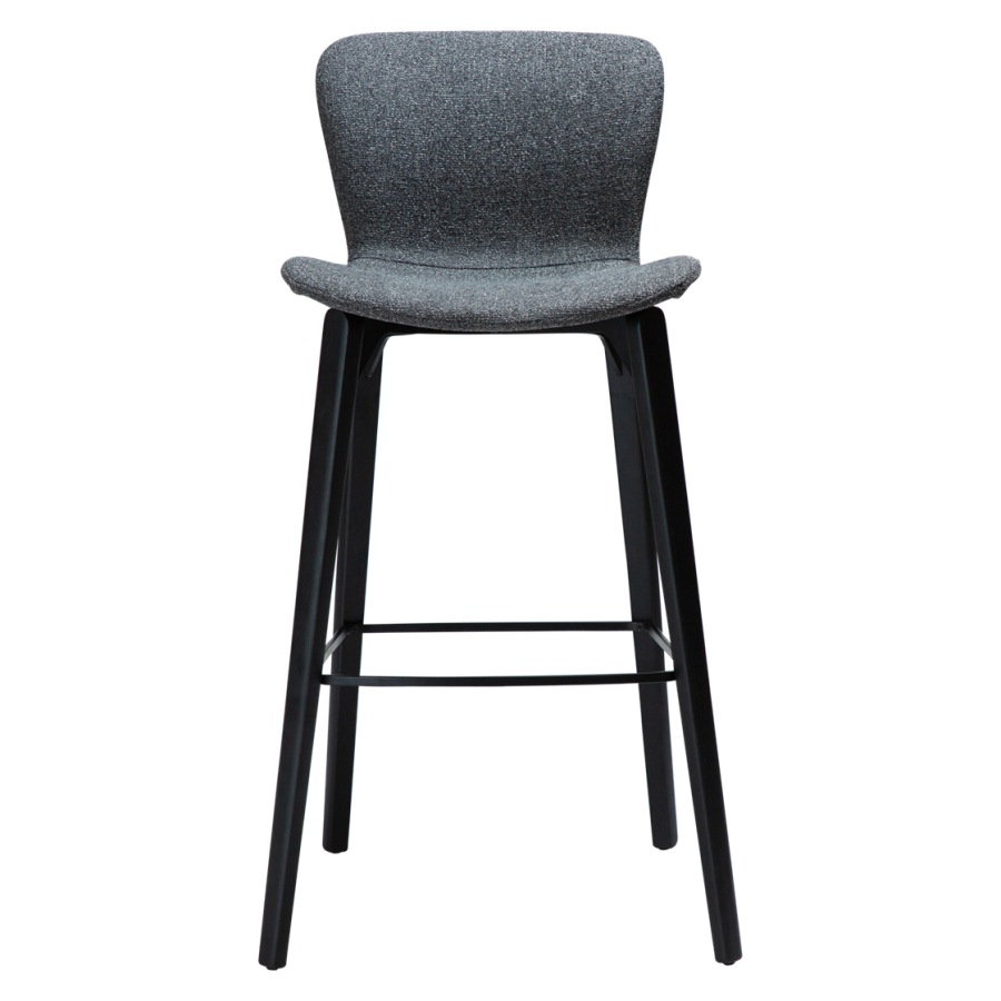 DAN-FORM Paragon barkrakk, med ryggsttte og fotsttte - grtt boucléstoff og svart asketre