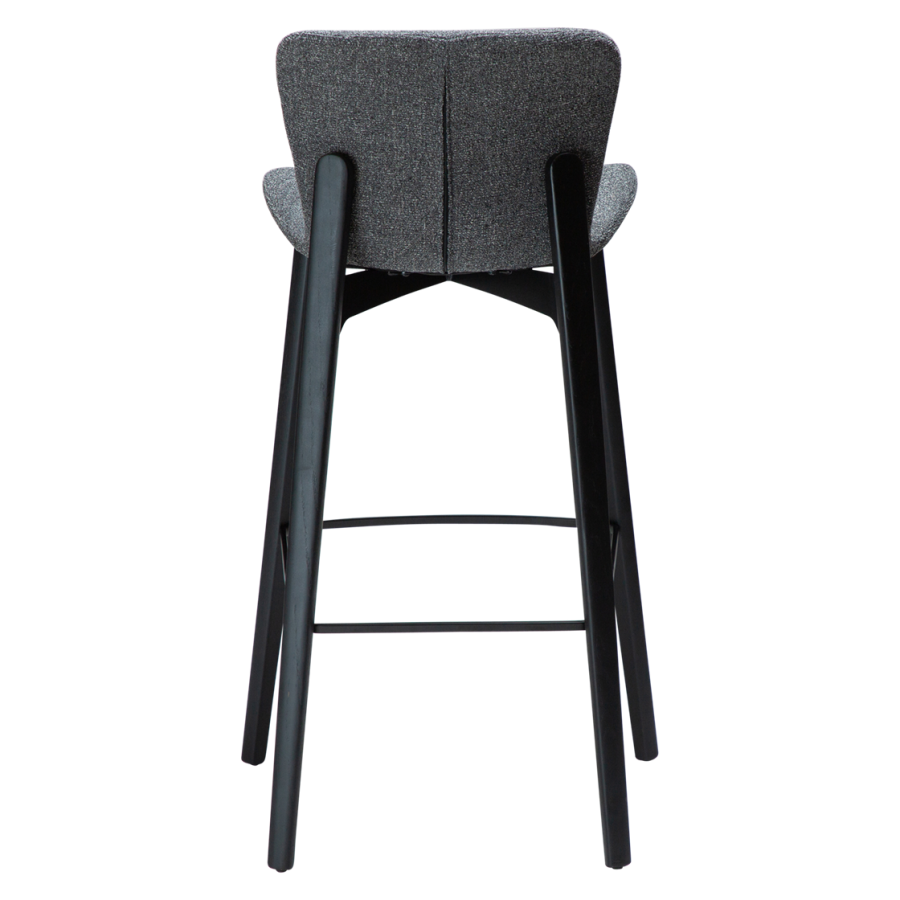 DAN-FORM Paragon barkrakk, med ryggsttte og fotsttte - grtt boucléstoff og svart asketre