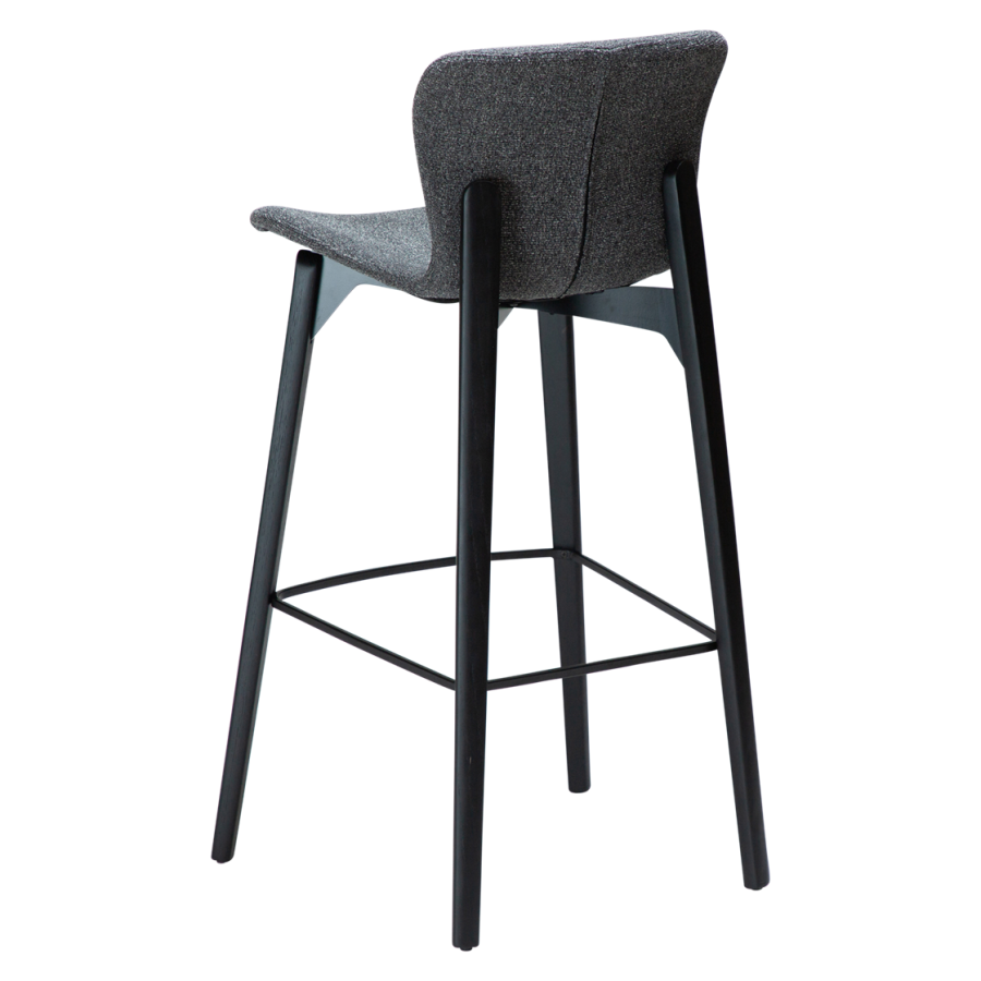 DAN-FORM Paragon barkrakk, med ryggsttte og fotsttte - grtt boucléstoff og svart asketre