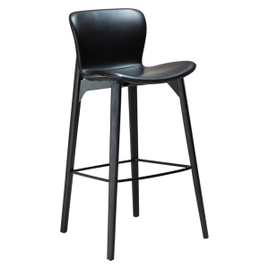 DAN-FORM Paragon barstol, med ryggstöd och fotstöd - vintage svart konstläder och svart ask.