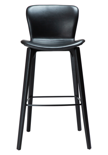 DAN-FORM Paragon Barhocker, mit Rückenlehne und Fußstütze - Vintage schwarzes Kunstleder und schwarzes Eschenholz